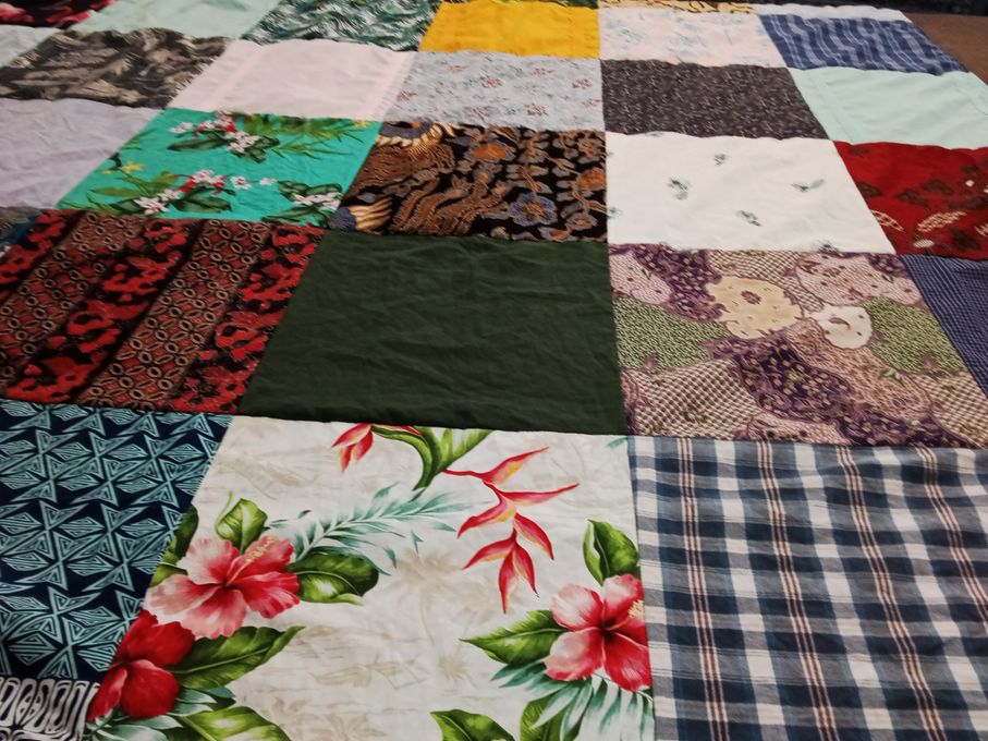 T-shirt quilt with quilting, crafts themes by Marsha from GA
