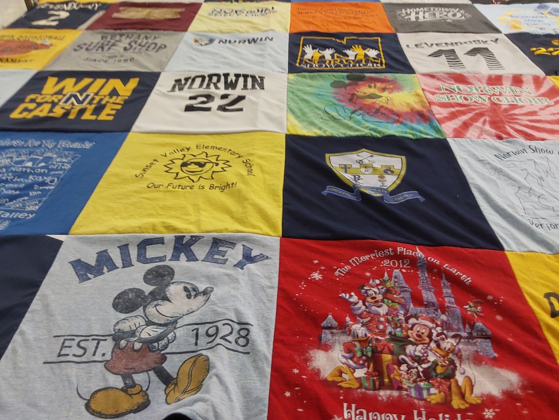 T-shirt quilt from norwin high school, sweeny valley elementary school by Kelly from PA