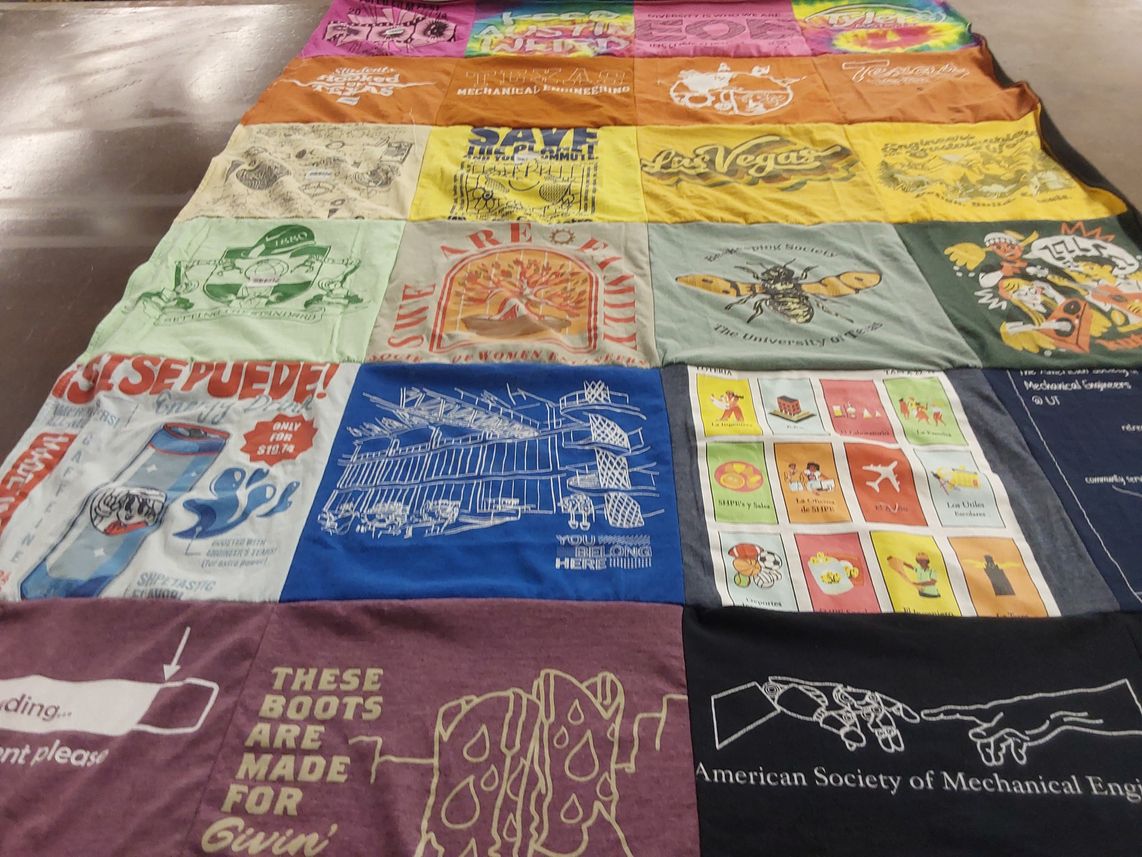 T-shirt quilt from the university of texas, university of virginia by Julianne from TX