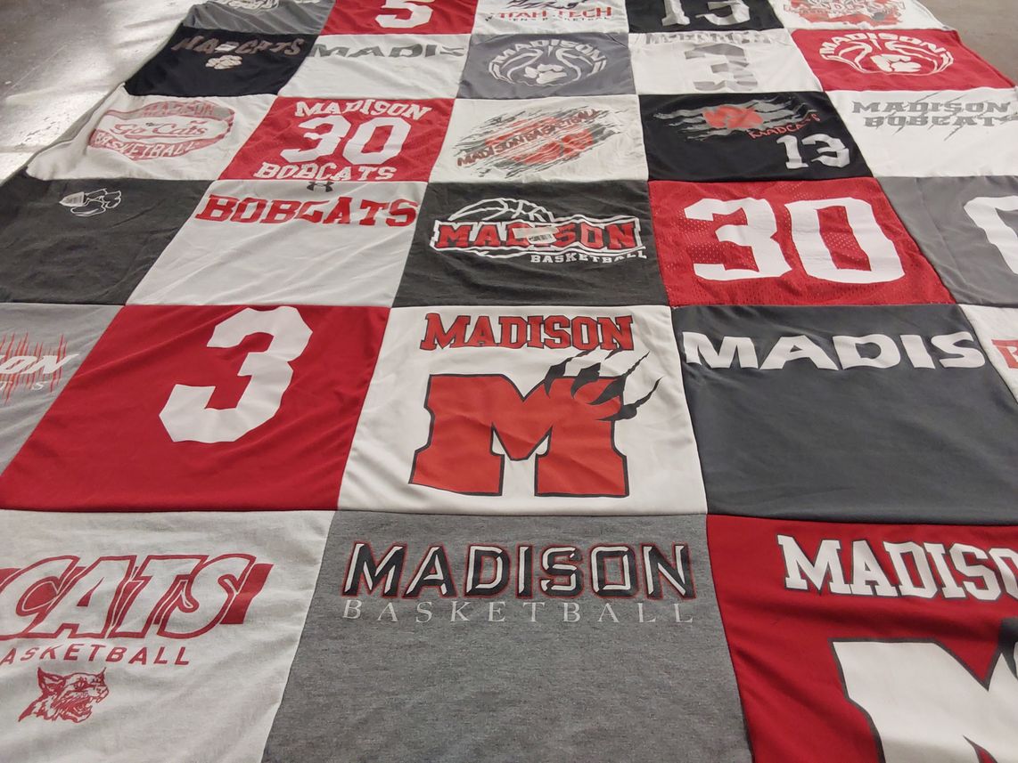 T-shirt quilt featuring madison bobcats by Rylei from ID