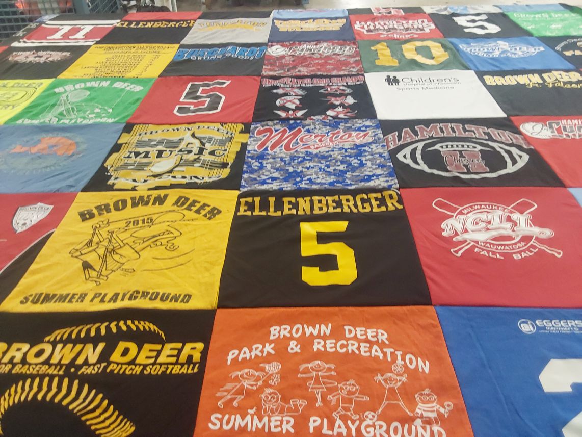 T-shirt quilt featuring brown deer fast pitch softball, ncit fall ball by Stuart from WA