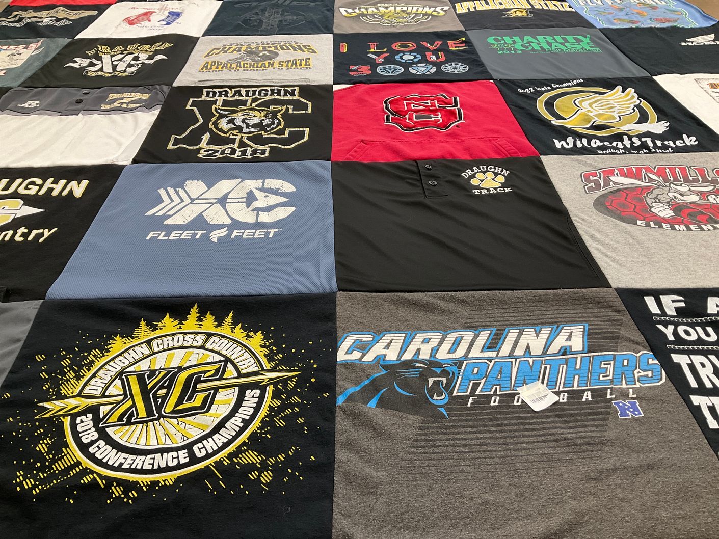 T-shirt quilt featuring carolina panthers football by Alicia from NC