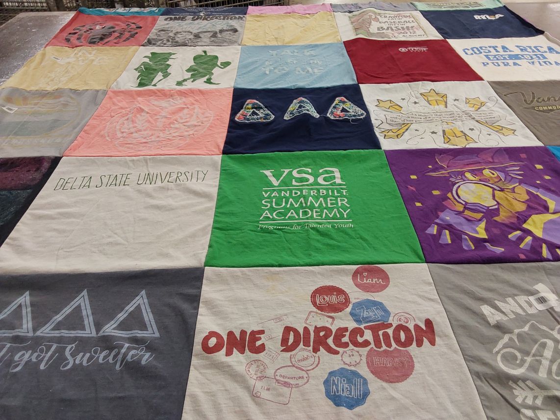 T-shirt quilt from delta state university, vanderbilt summer academy by Beth from MS
