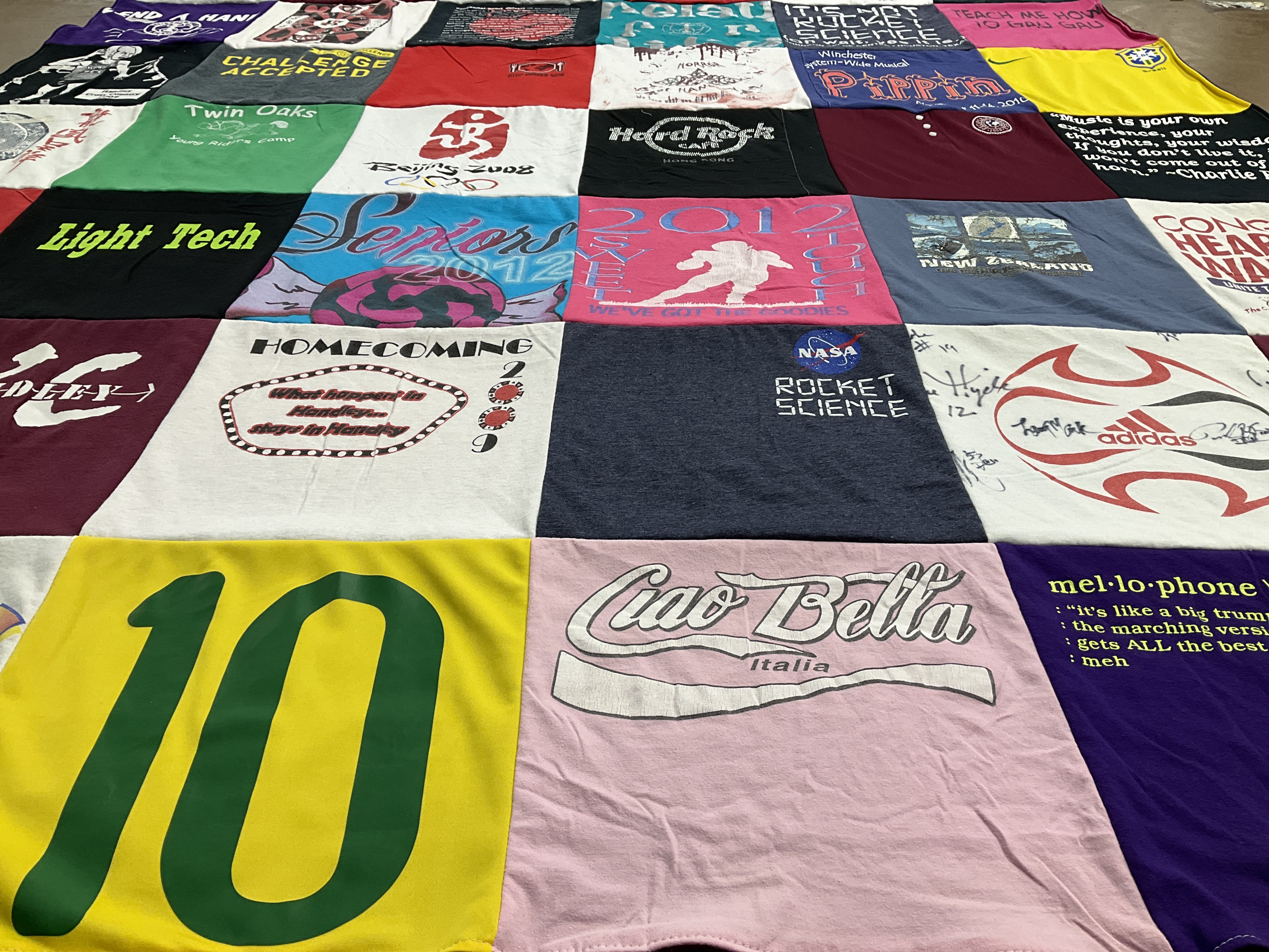T-shirt quilt featuring soccer team by Judy from VA