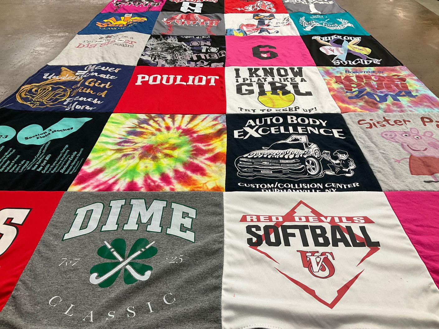 T-shirt quilt featuring burnhsville high school softball team by Jennifer G from NY