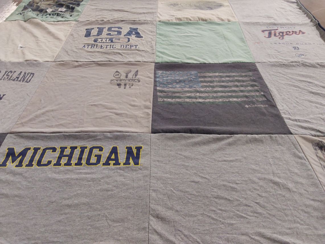 T-shirt quilt from university of michigan by Sylvia from MI