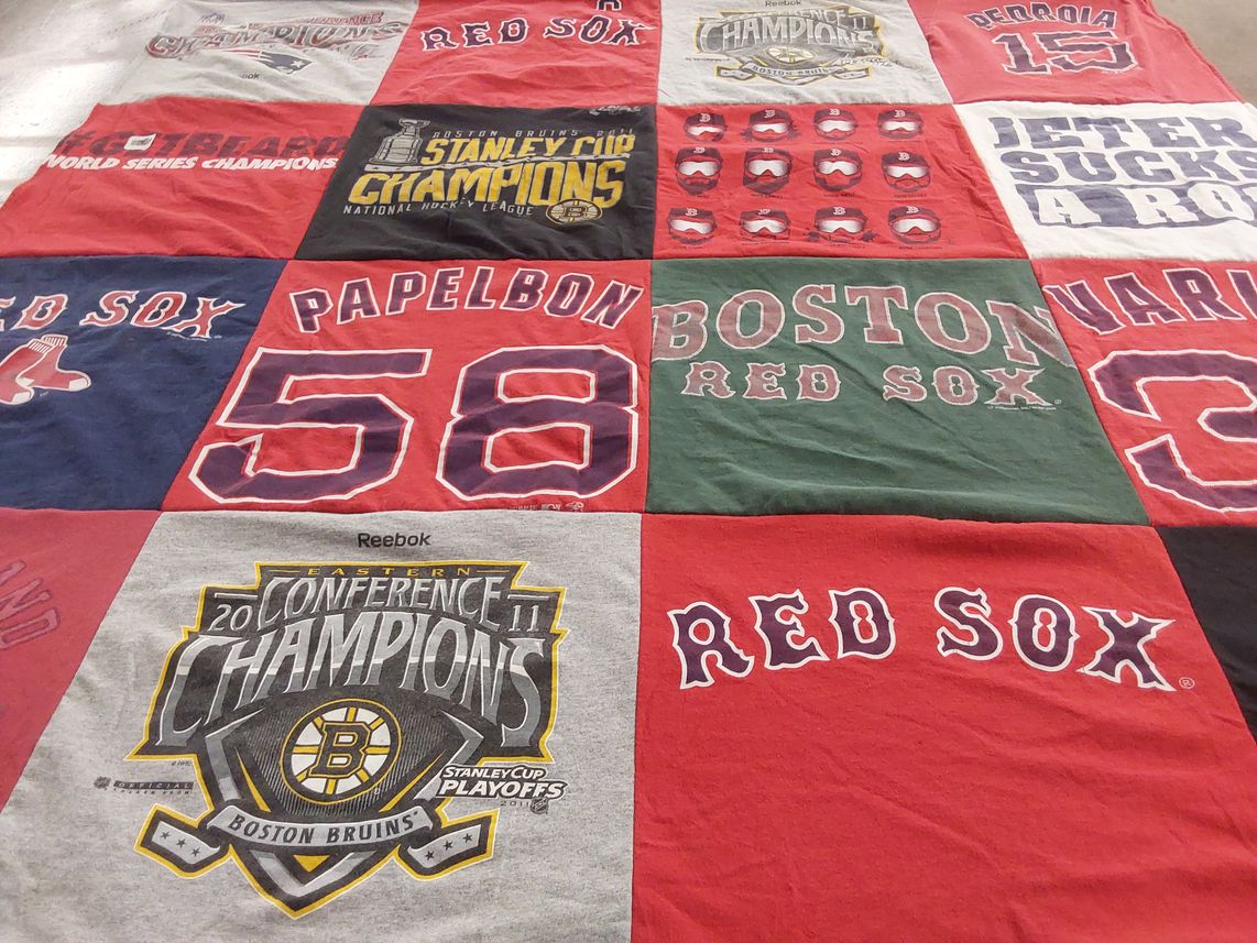 T-shirt quilt featuring boston red sox, boston bruins by Jacqueline from NY