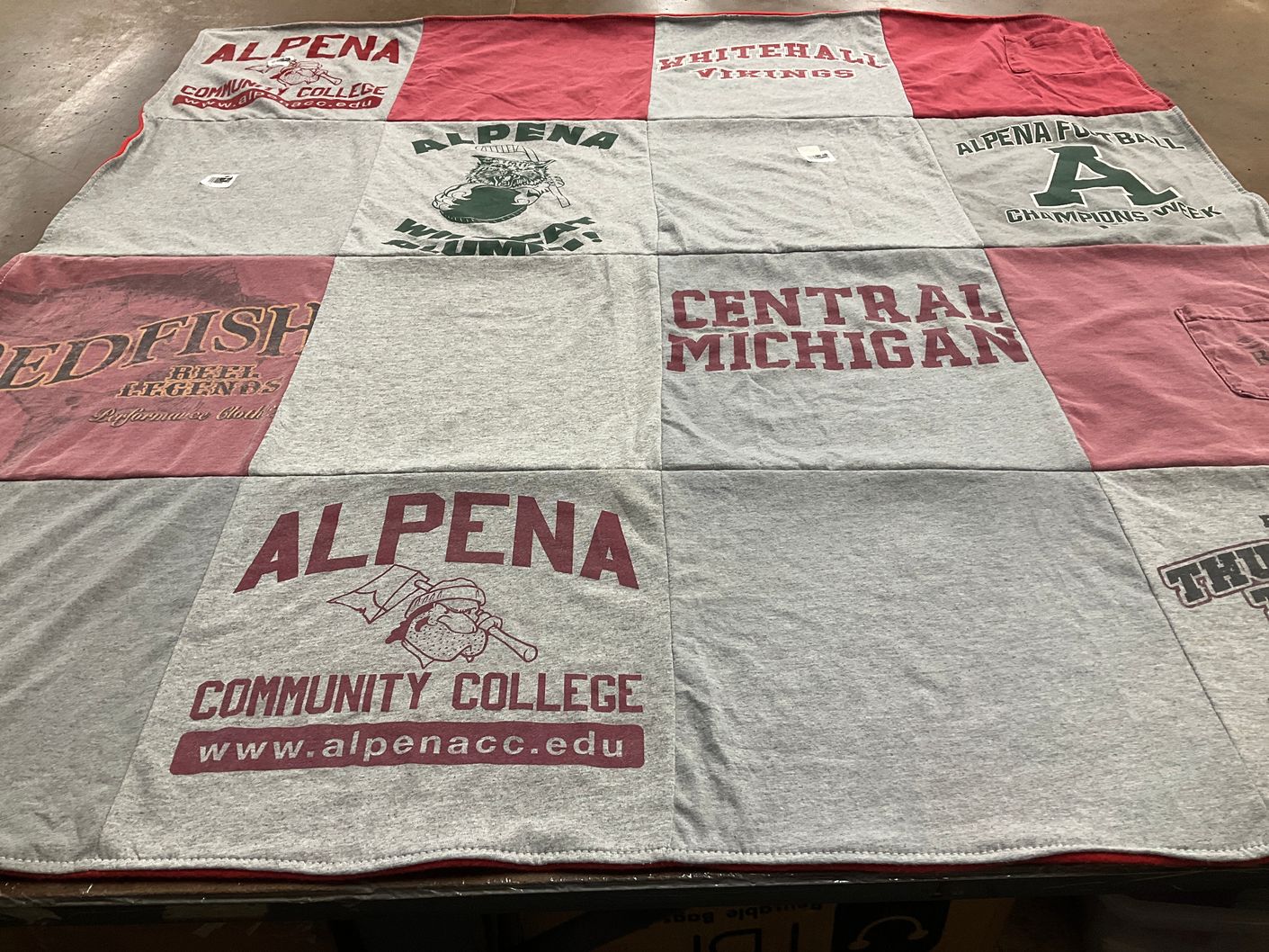T-shirt quilt featuring whitehall vikings, central michigan university by Sylvia from MI