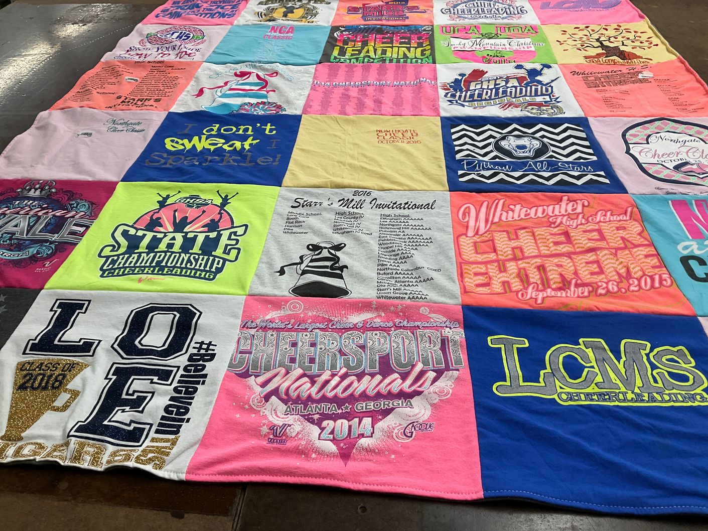 T-shirt quilt featuring whitewater cheer extreme, lcm cheerleading by Trellys from AL