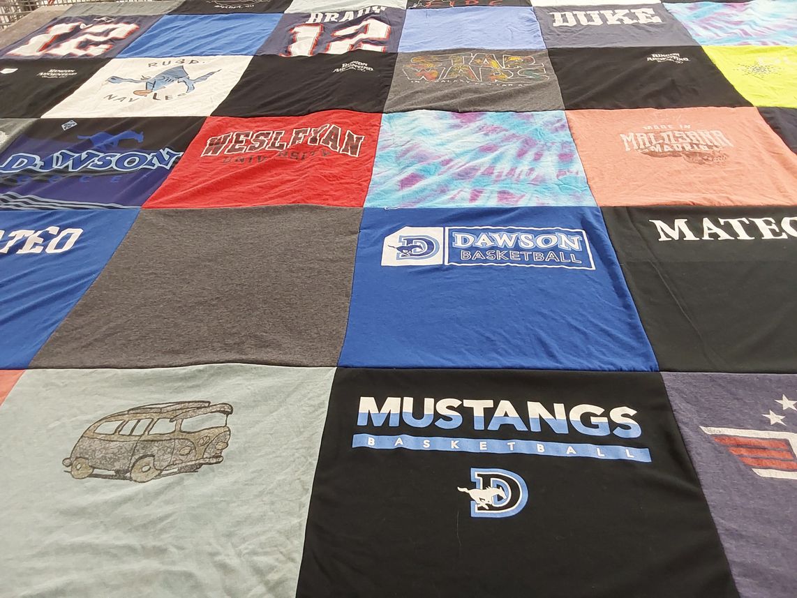 T-shirt quilt featuring dawson basketball, mustangs basketball by Maria from CO