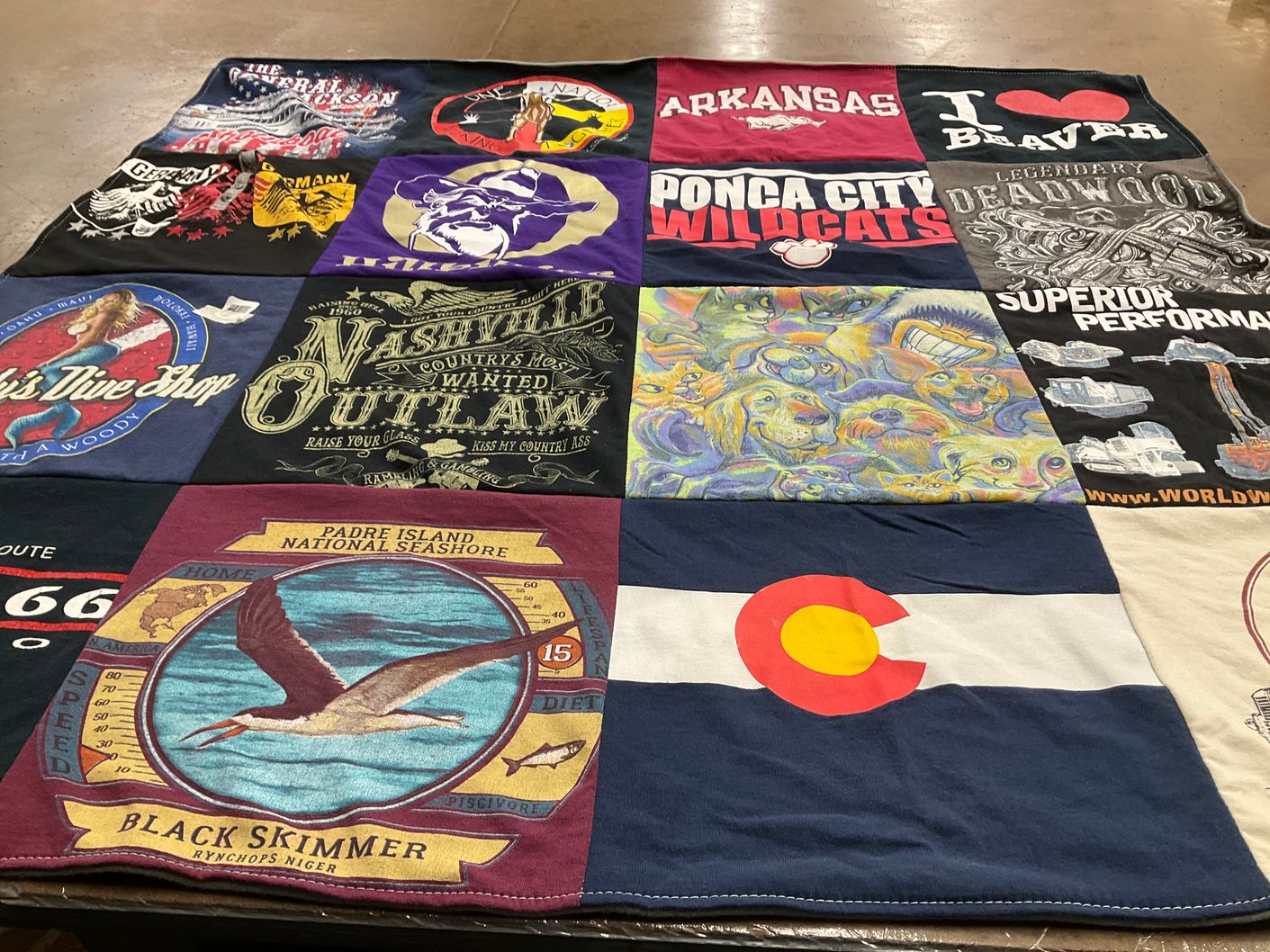 T-shirt quilt featuring ponca city wildcats by Joe from CO