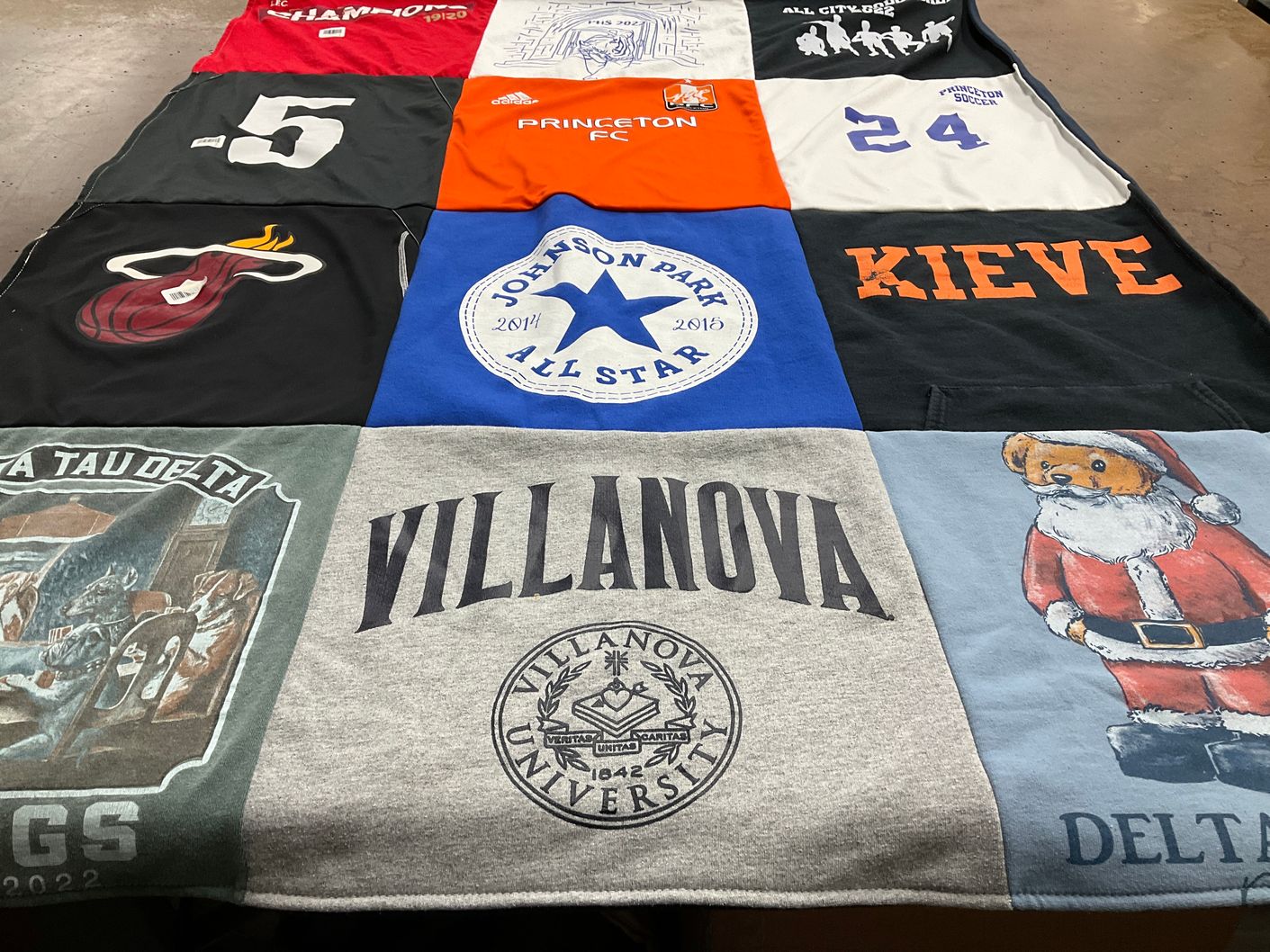 T-shirt quilt from villanova university, princeton university by Milena from NJ
