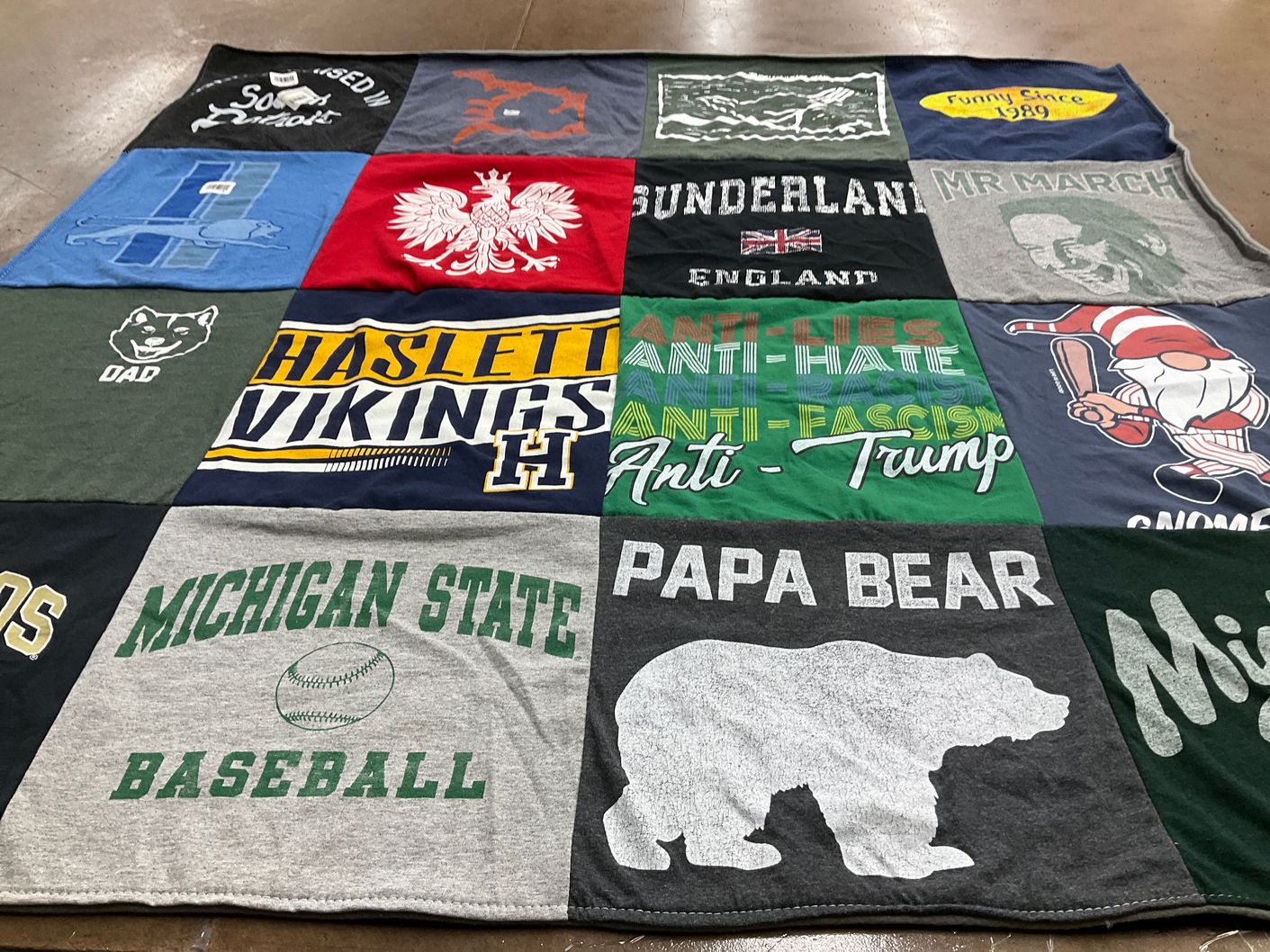 T-shirt quilt featuring michigan state university baseball, haslett vikings by Daniel from MI