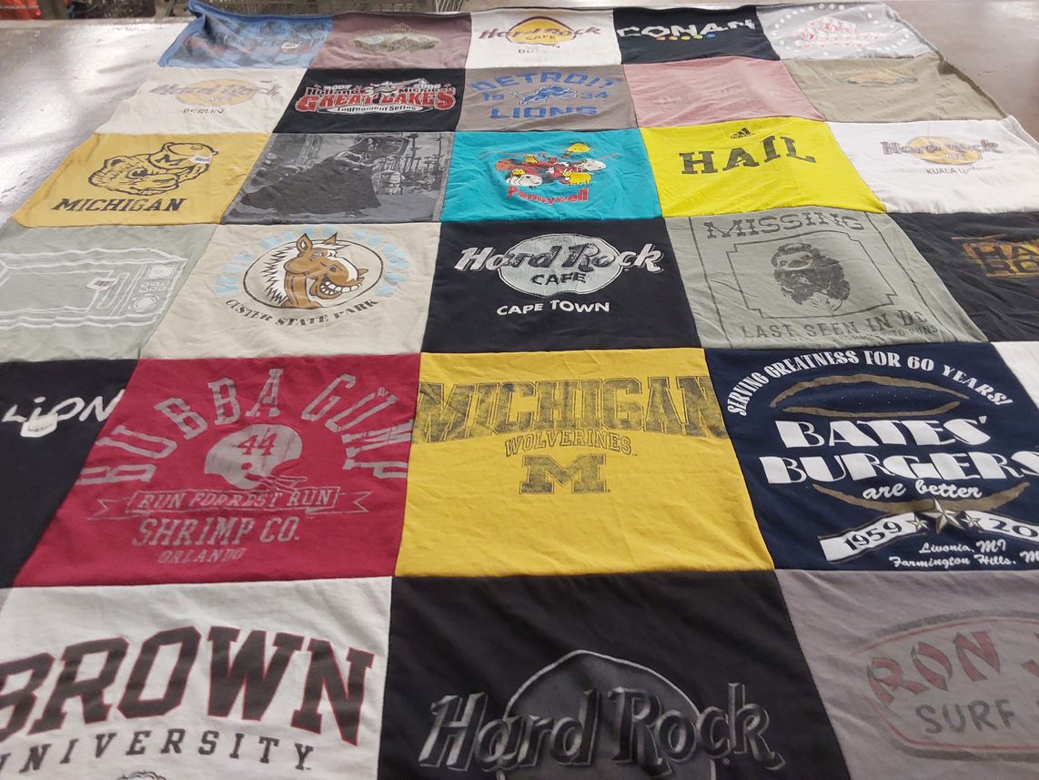 T-shirt quilt featuring detroit lions, michigan wolverines by Daniel from RI