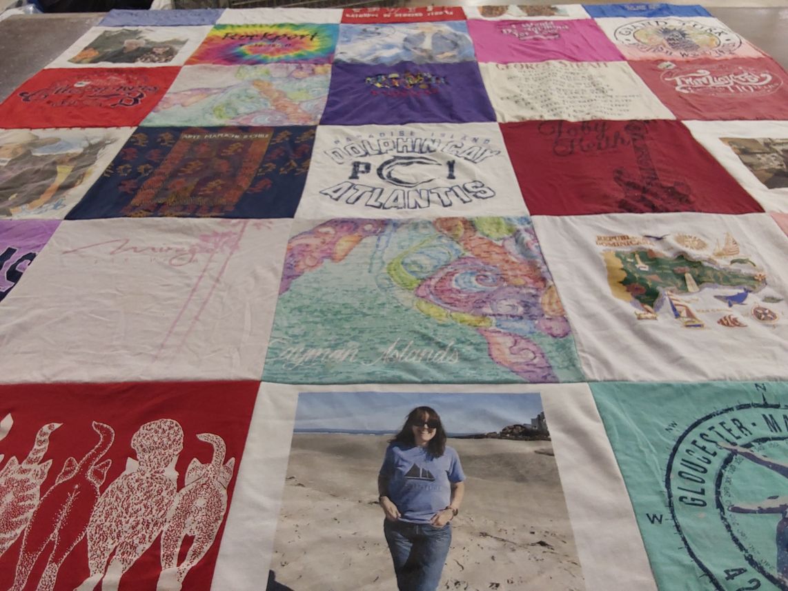 T-shirt quilt with travel, beach themes by Sharon from MA