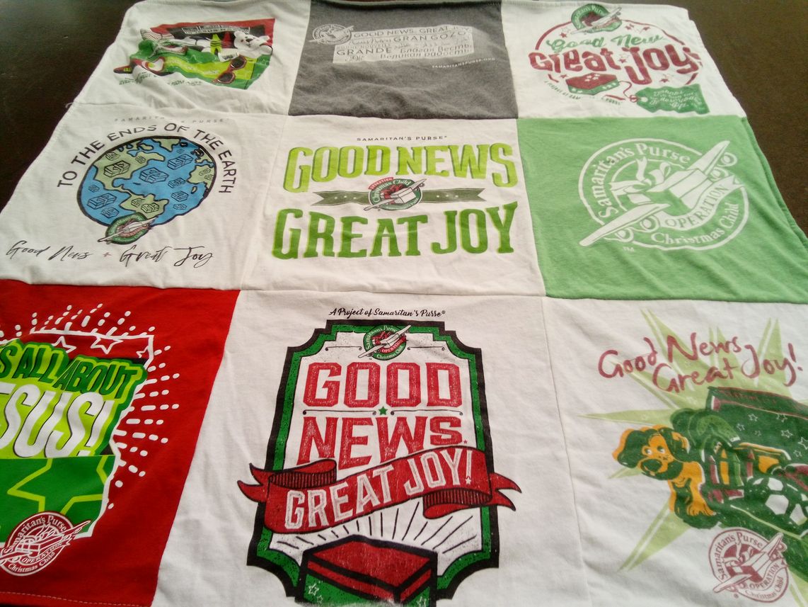 T-shirt quilt with community service, charity themes by Deborah from PA