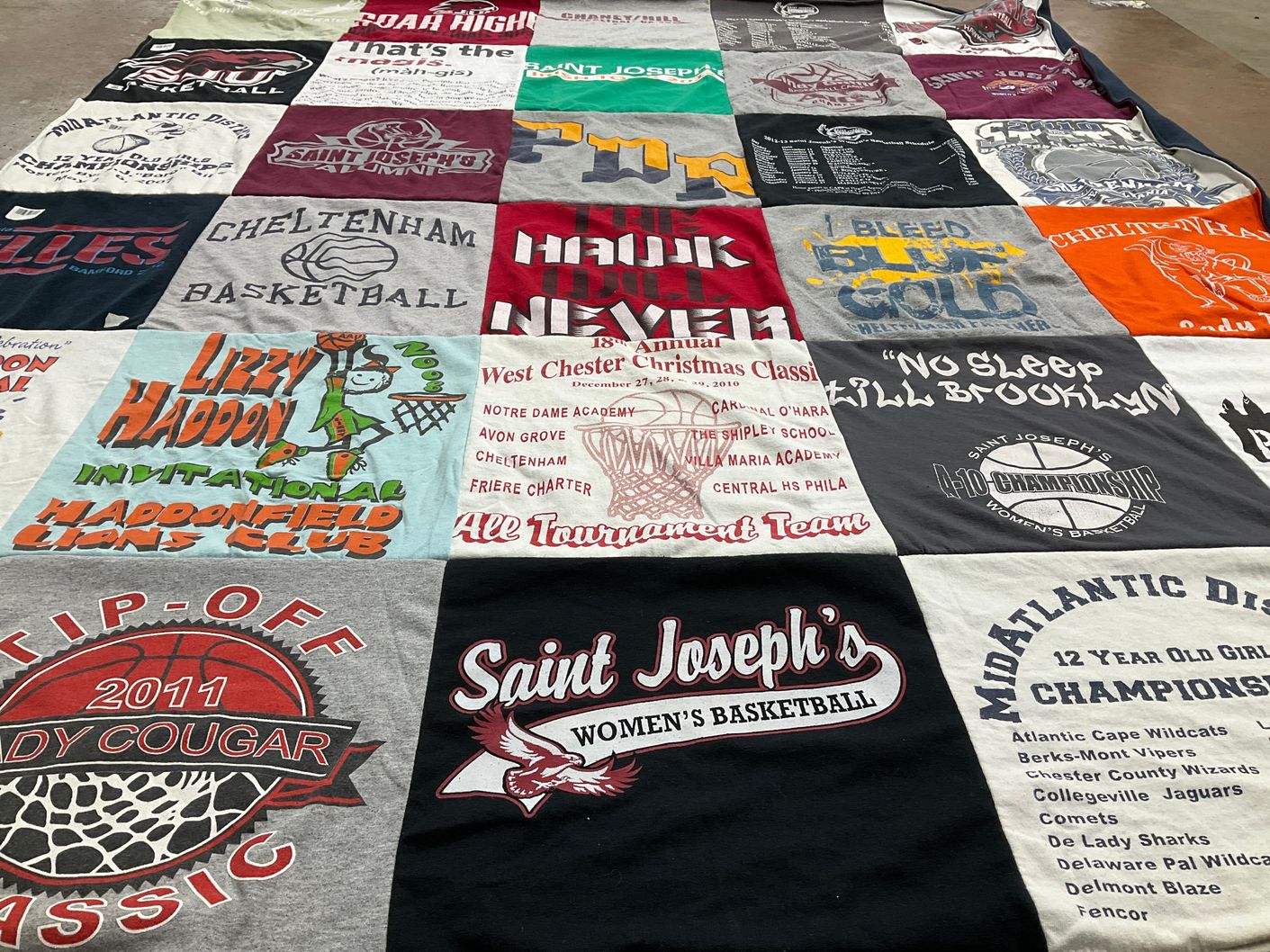 T-shirt quilt featuring saint joseph's women's basketball, cheltenham basketball by Jean from PA