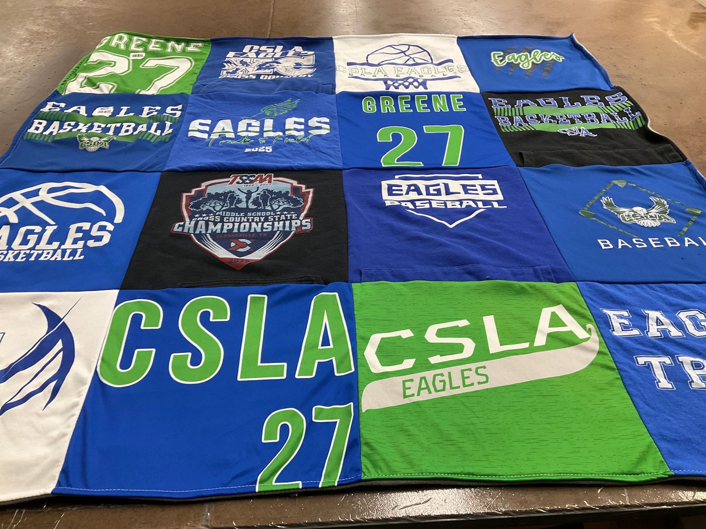 T-shirt quilt featuring csla eagles basketball, csla eagles baseball by Michelle from TN