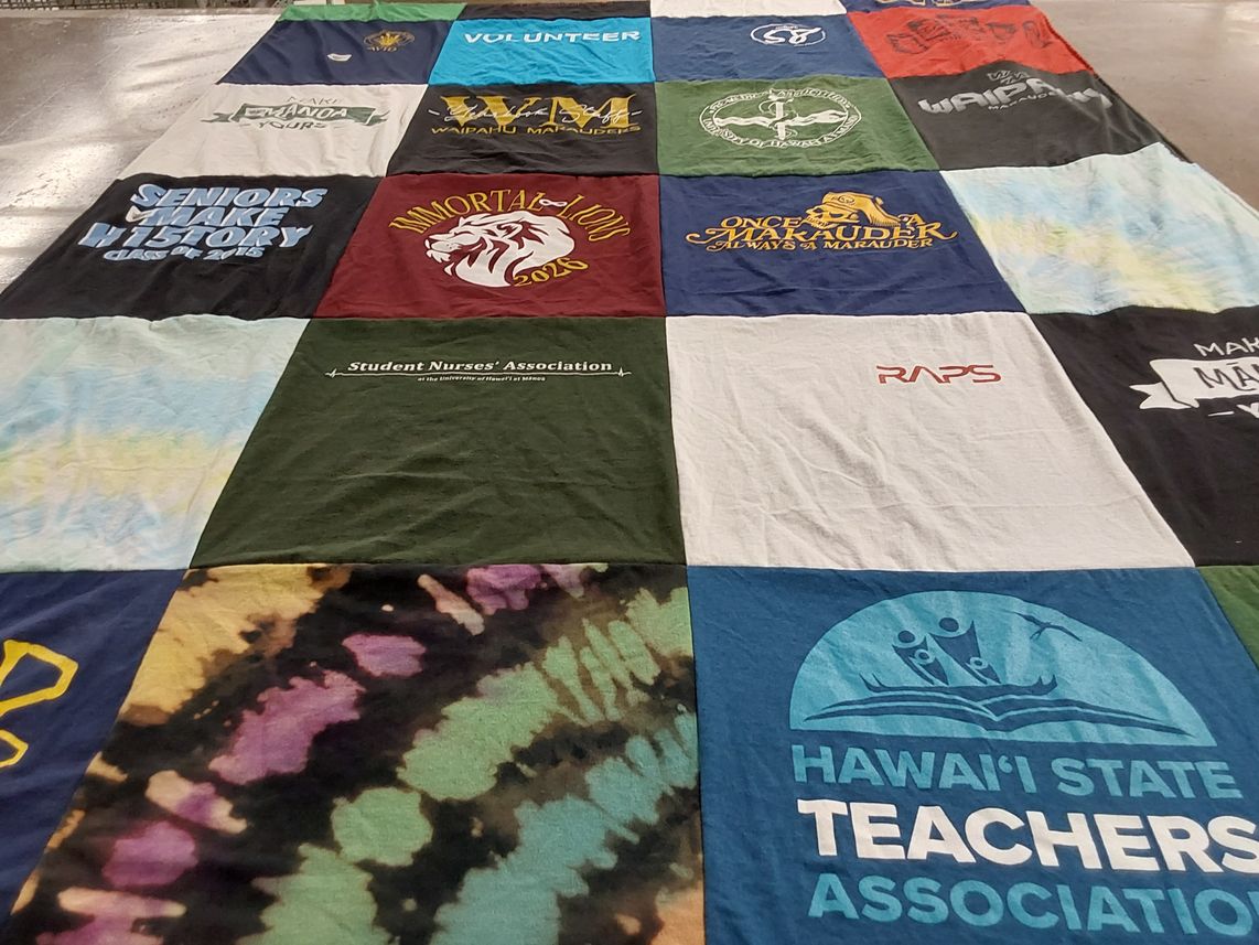 T-shirt quilt with education, nursing themes by Gaylene from HI