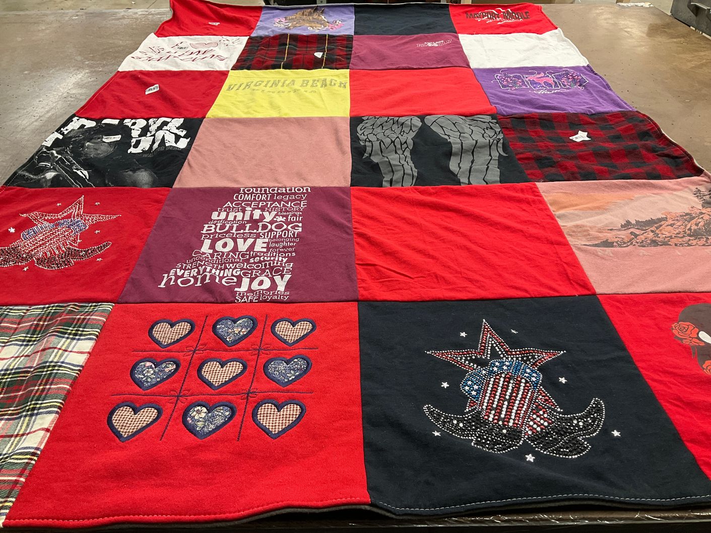 T-shirt quilt with community, support themes by Yvonne from VA