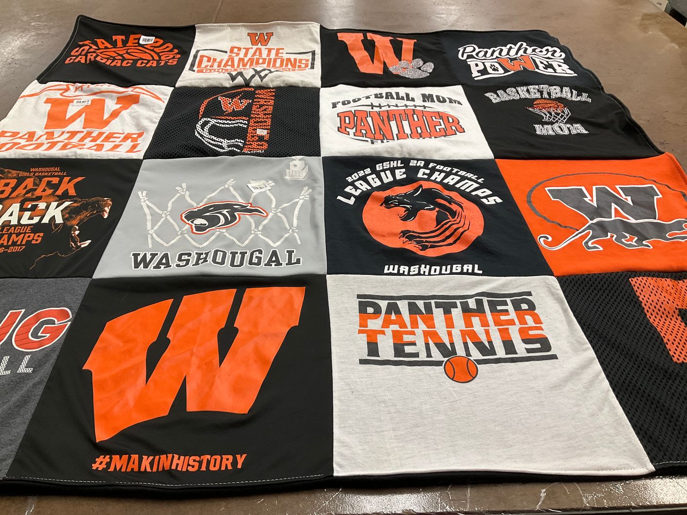 T-shirt quilt featuring washougal panthers by Beyonce from WA