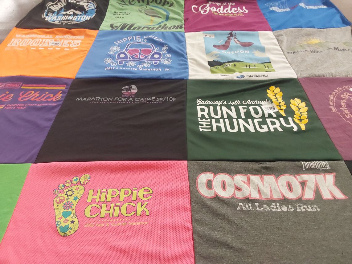 T-shirt quilt with running, marathons themes by Beyonce from WA