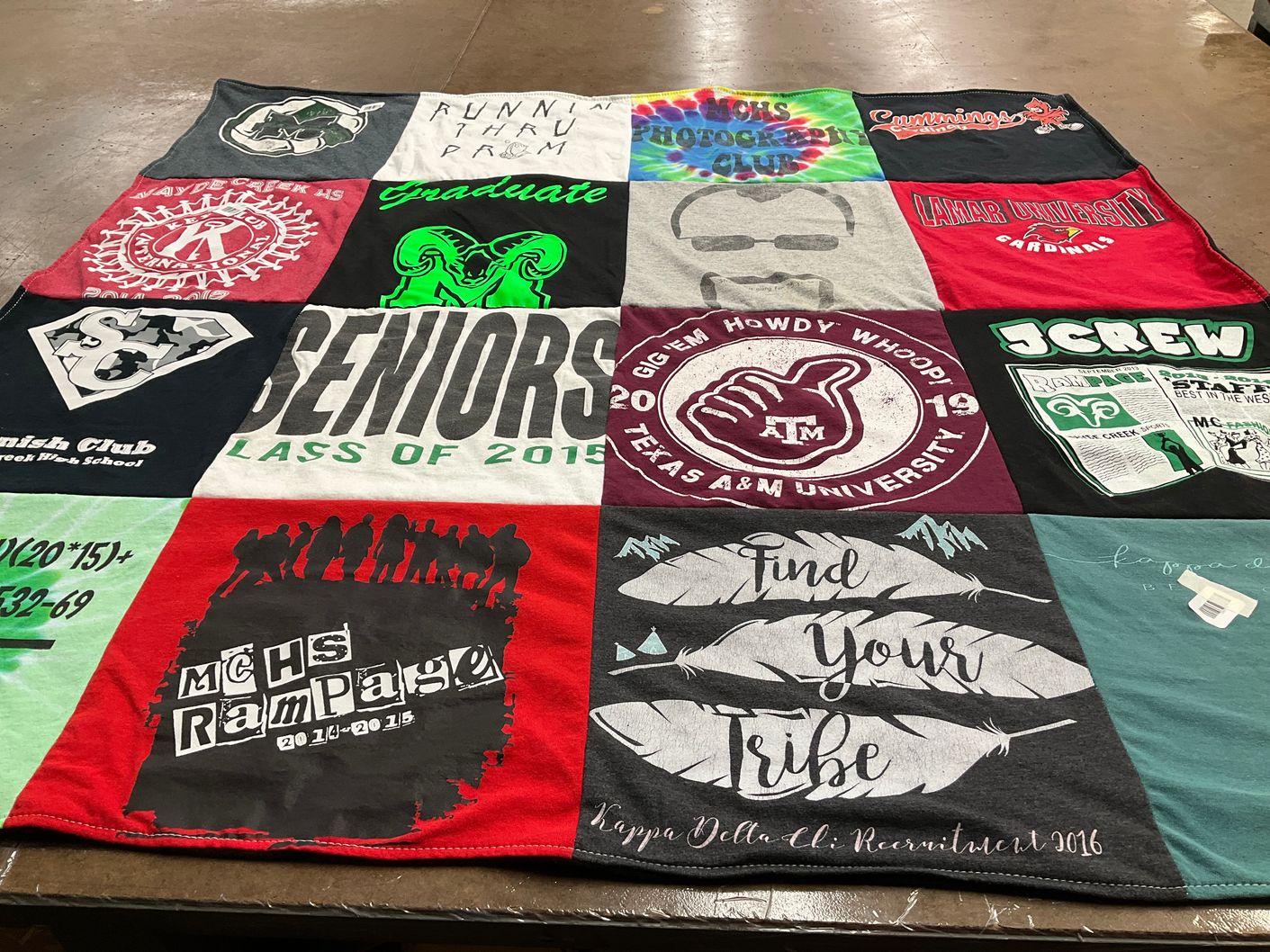 T-shirt quilt from lamar university, texas a&m university by Daniela from TX