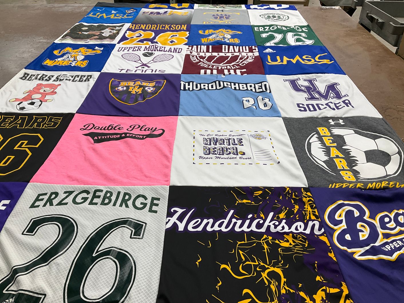 T-shirt quilt featuring upper moreland soccer team, upper moreland bears by Danielle from PA