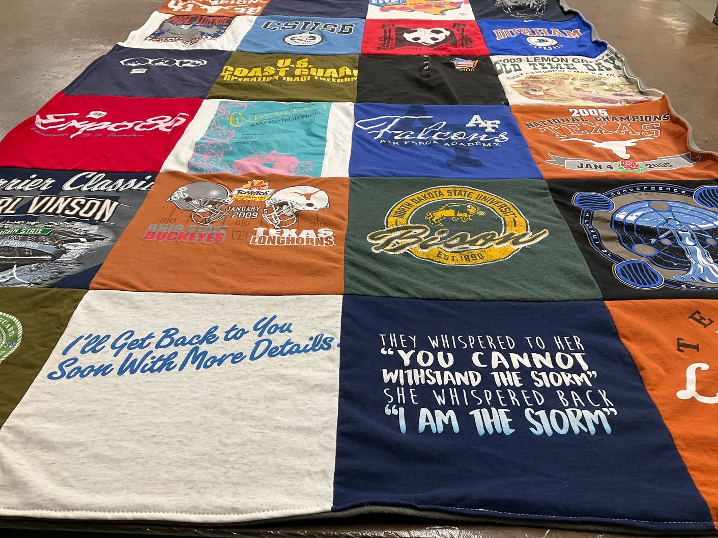T-shirt quilt featuring ohio state university buckeyes, university of texas longhorns by mary from CA