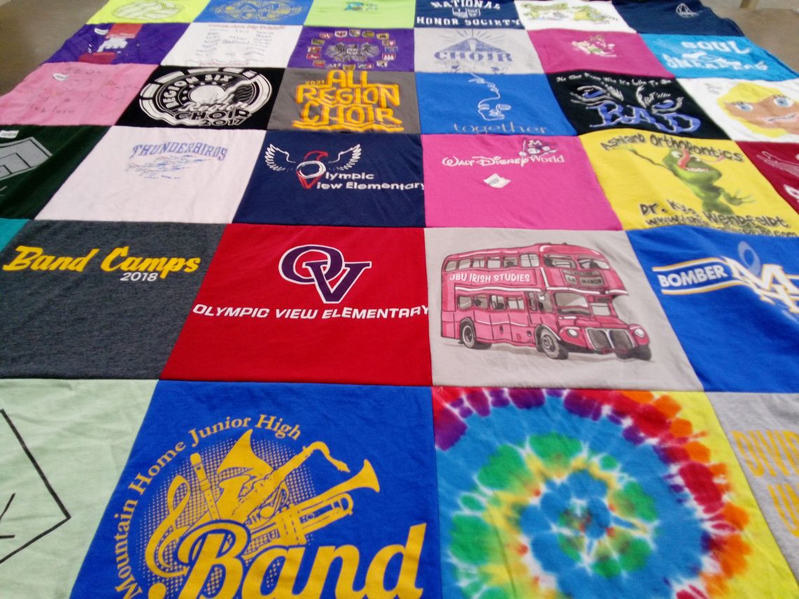 T-shirt quilt from olympic view elementary, mountain home junior high by Christina from AR