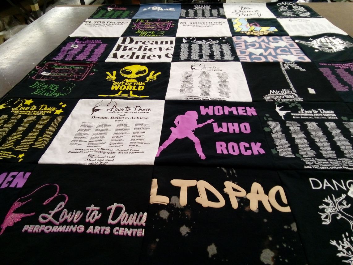 T-shirt quilt with dance, performance themes by Amanda from NY