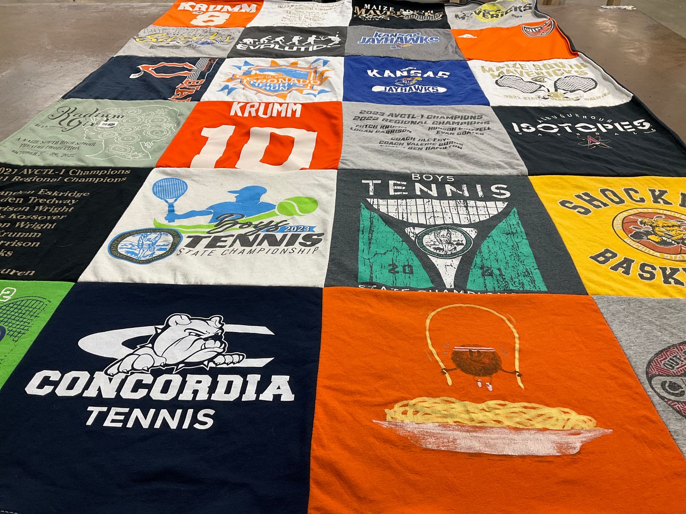 T-shirt quilt featuring maize high school, shockers basketball by Mitch from KS
