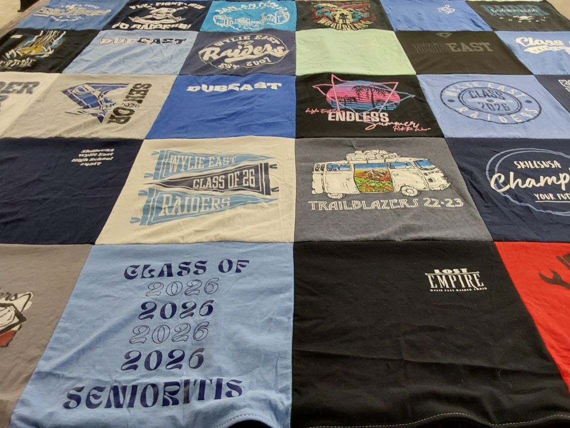 T-shirt quilt featuring wylie east raiders by Jennifer from TX