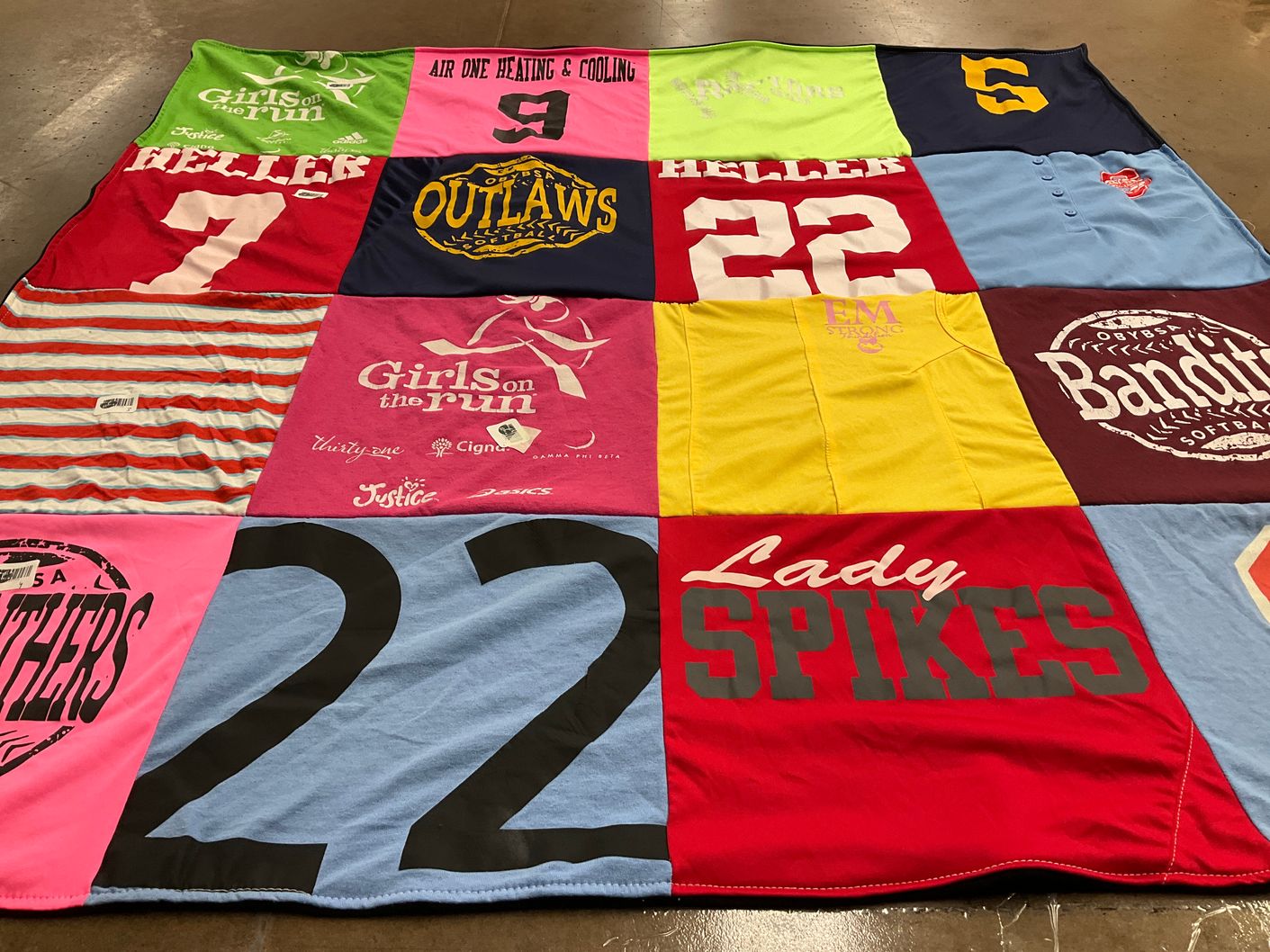 T-shirt quilt from heller elementary school, girls on the run by Melissa from FL