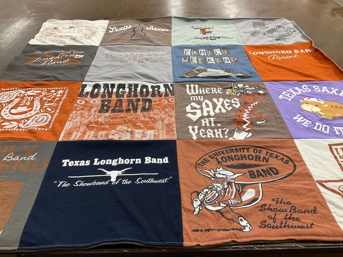 T-shirt quilt from the university of texas by Derek from TX