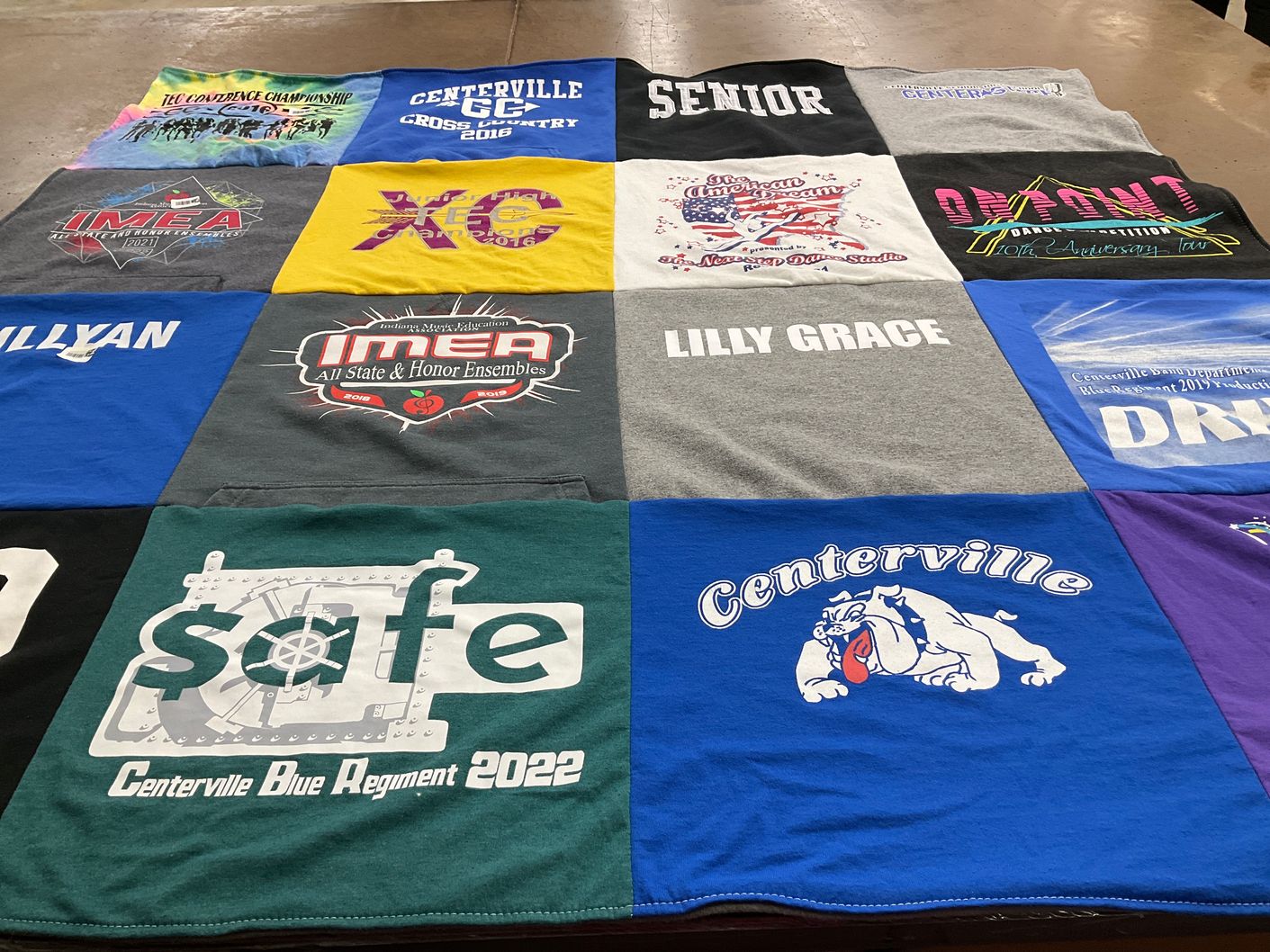 T-shirt quilt from centerville high school by Matthew from IN