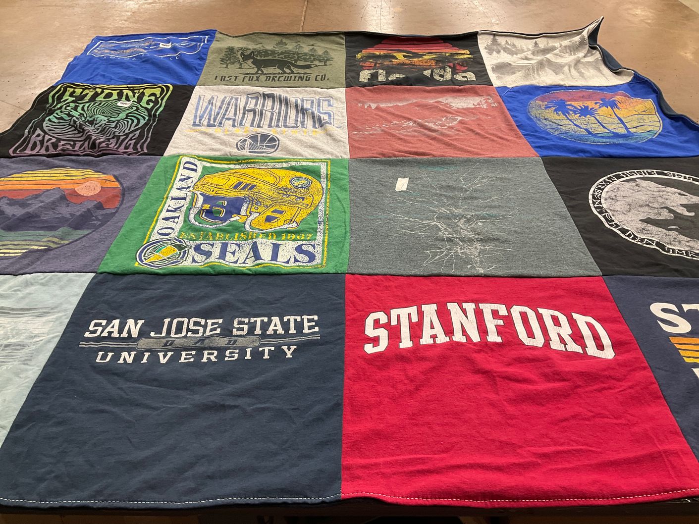 T-shirt quilt featuring golden state warriors by Christy from FL