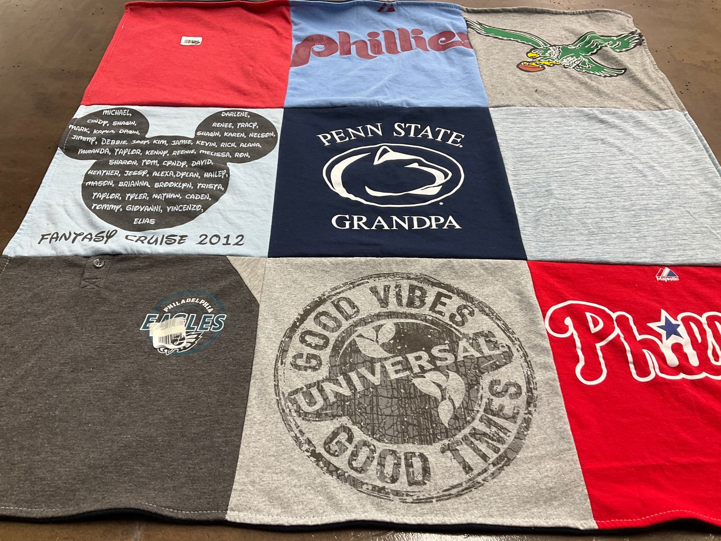 T-shirt quilt featuring philadelphia eagles, philadelphia phillies by Sharon from PA