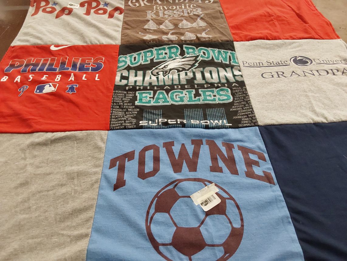 T-shirt quilt featuring philadelphia eagles, philadelphia phillies by Sharon from PA