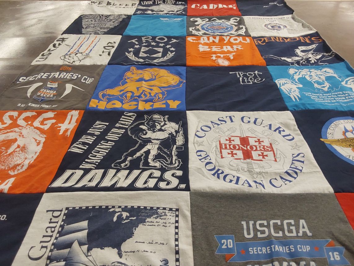 T-shirt quilt from united states coast guard academy by Samantha from MI