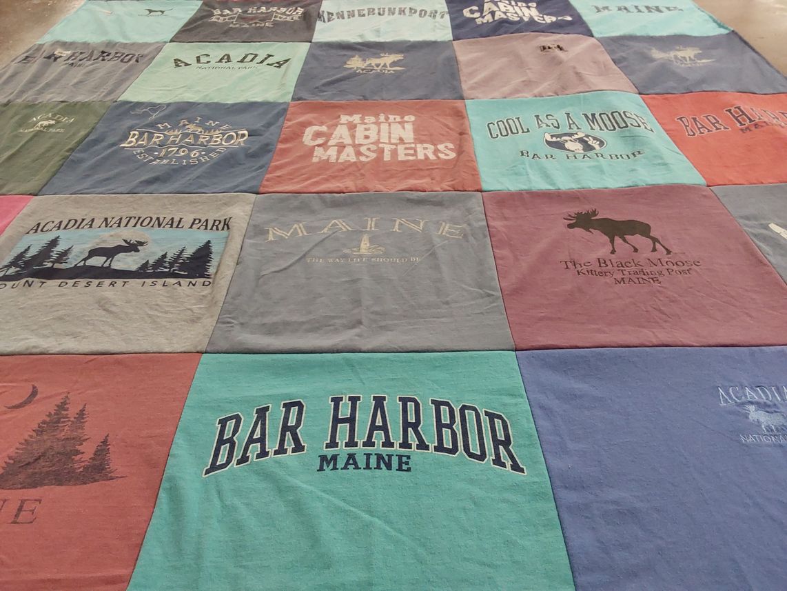 T-shirt quilt with outdoor activities, camping themes by Susan from MO