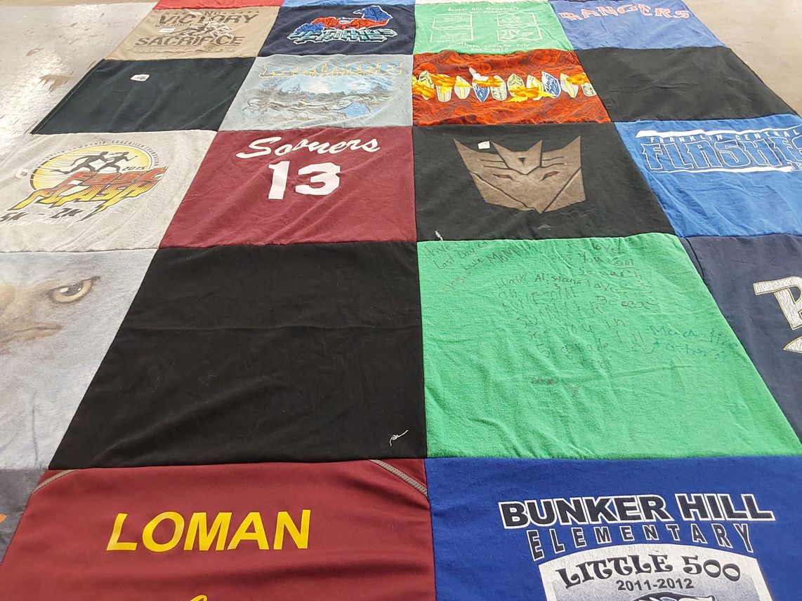T-shirt quilt from bunker hill elementary school by Lori from IN