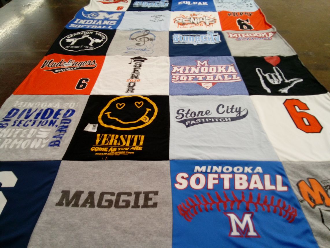 T-shirt quilt featuring minooka softball by Kimberly from IL