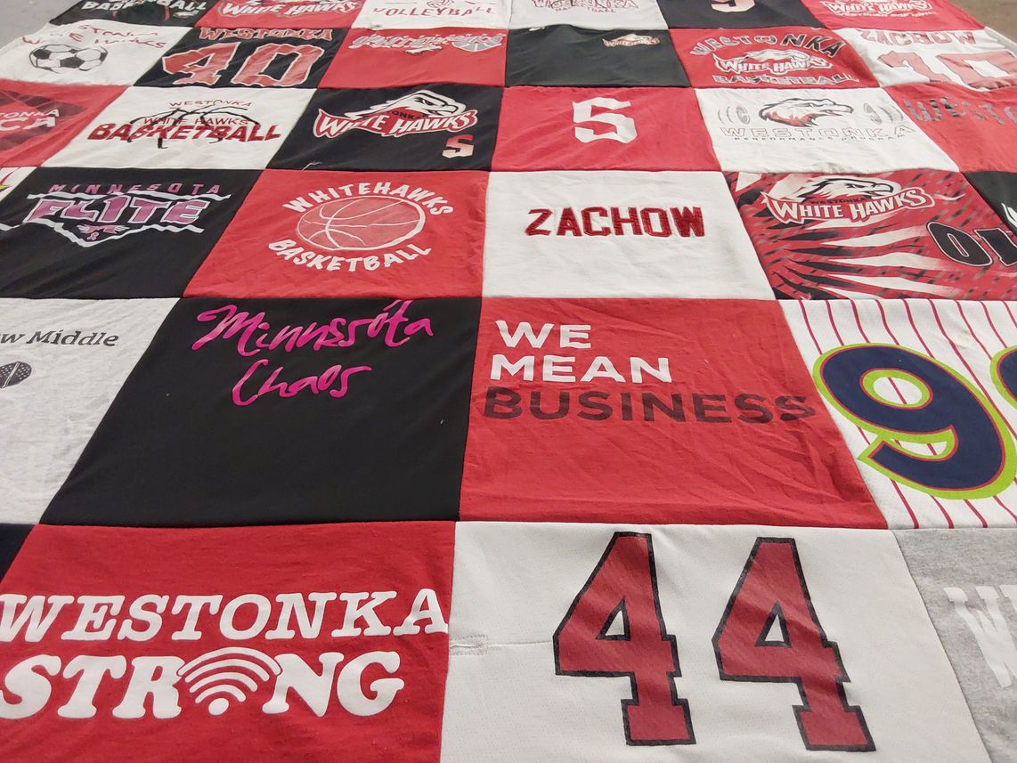 T-shirt quilt featuring whitehawks basketball by Christine from MN