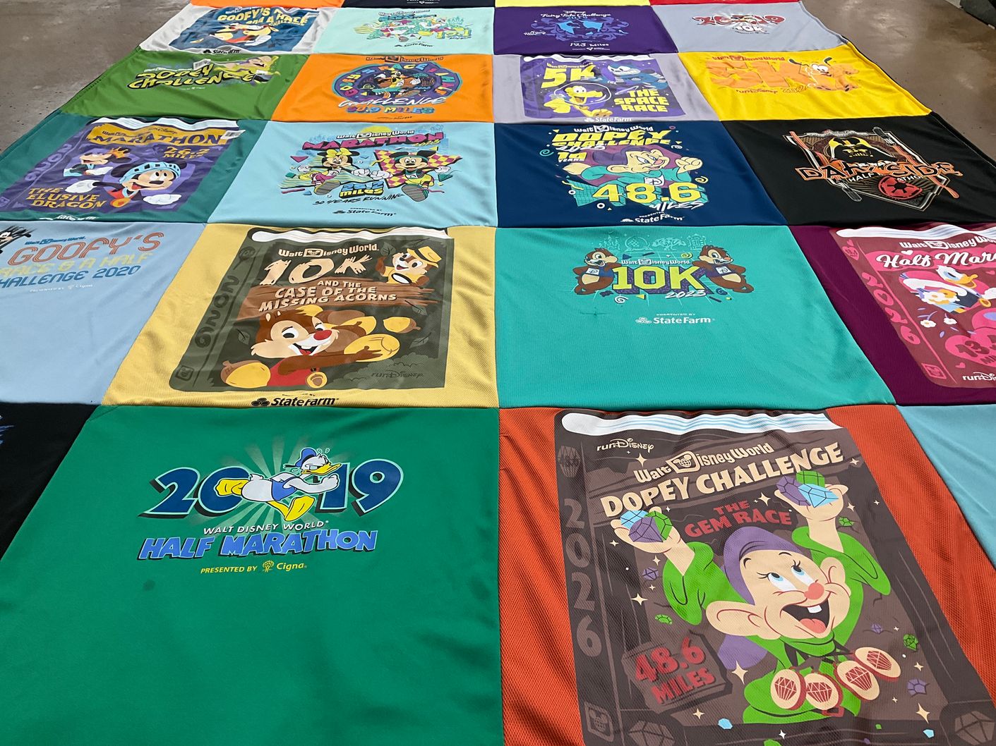 T-shirt quilt with disney, running themes by Kristie from SD