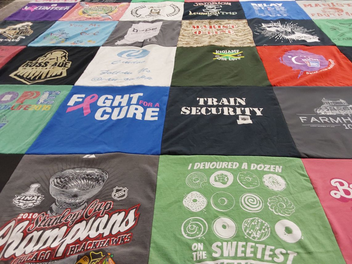 T-shirt quilt featuring chicago blackhawks by Margie from AE