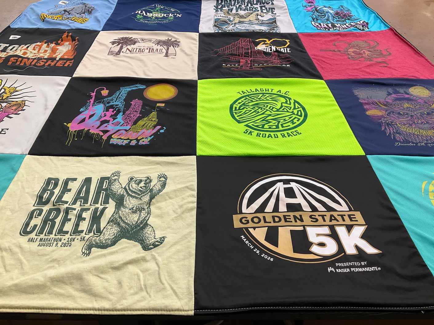 T-shirt quilt with running, fitness themes by Christopher from CA