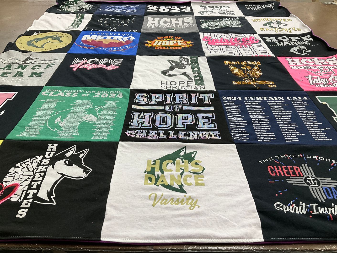 T-shirt quilt featuring huskies by Sharon from NM