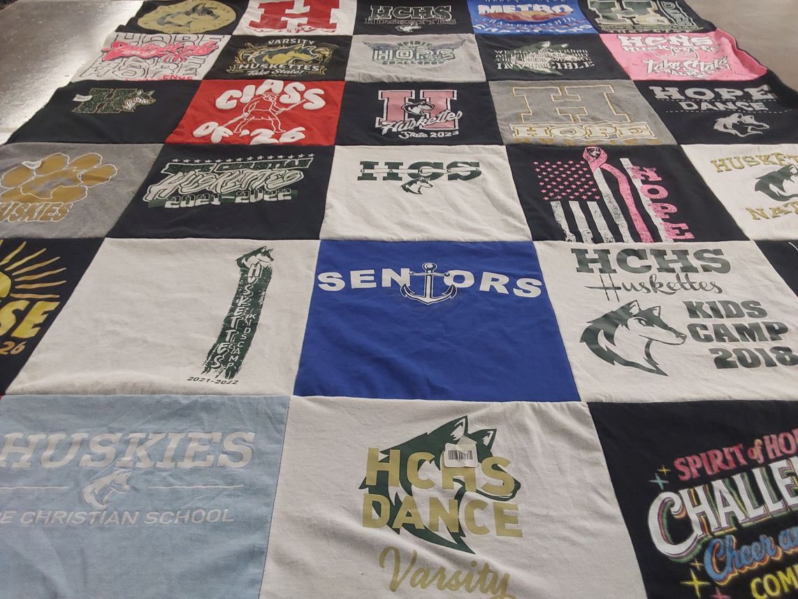 T-shirt quilt featuring hchs huskies by Sharon from NM