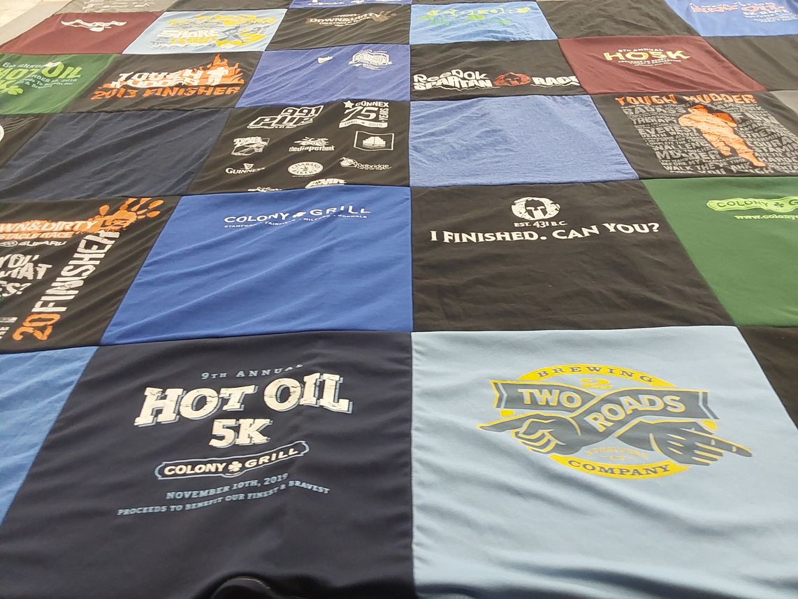 T-shirt quilt with running, fitness themes by Nestor from CT